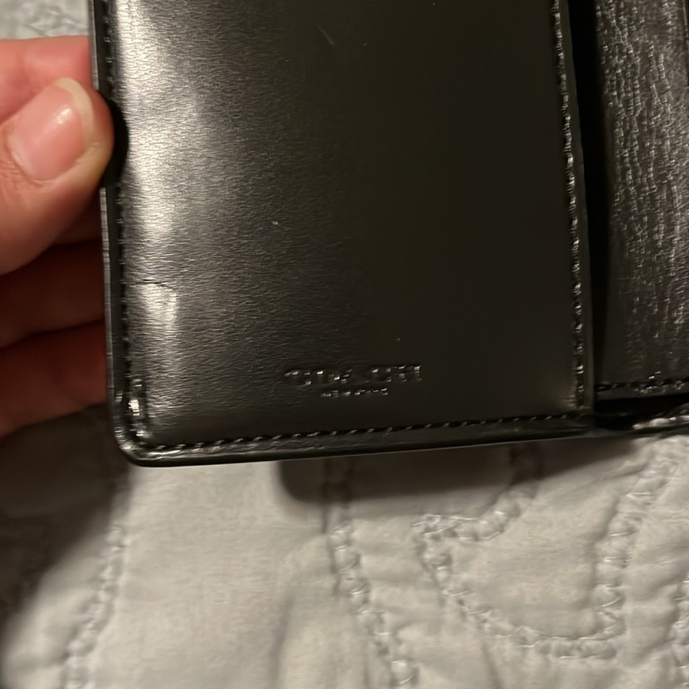 Coach Solid/Monogram Black Leather Envelope Style… - image 7